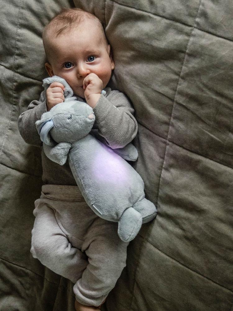 Moonie Humming Friend Baby Night Light & Sleep Aid - SKY - grey with blue ears - Stylemykid.com
