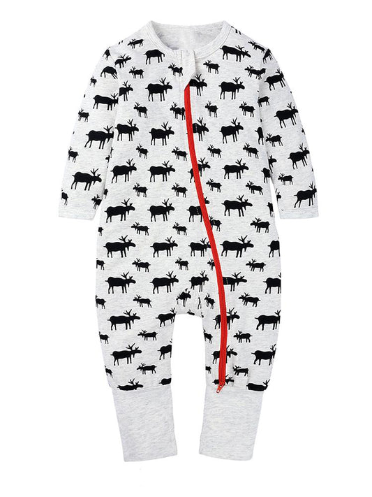 Mr Moose Zip Sleepsuit with Hand & Feet Cuffs - Stylemykid.com