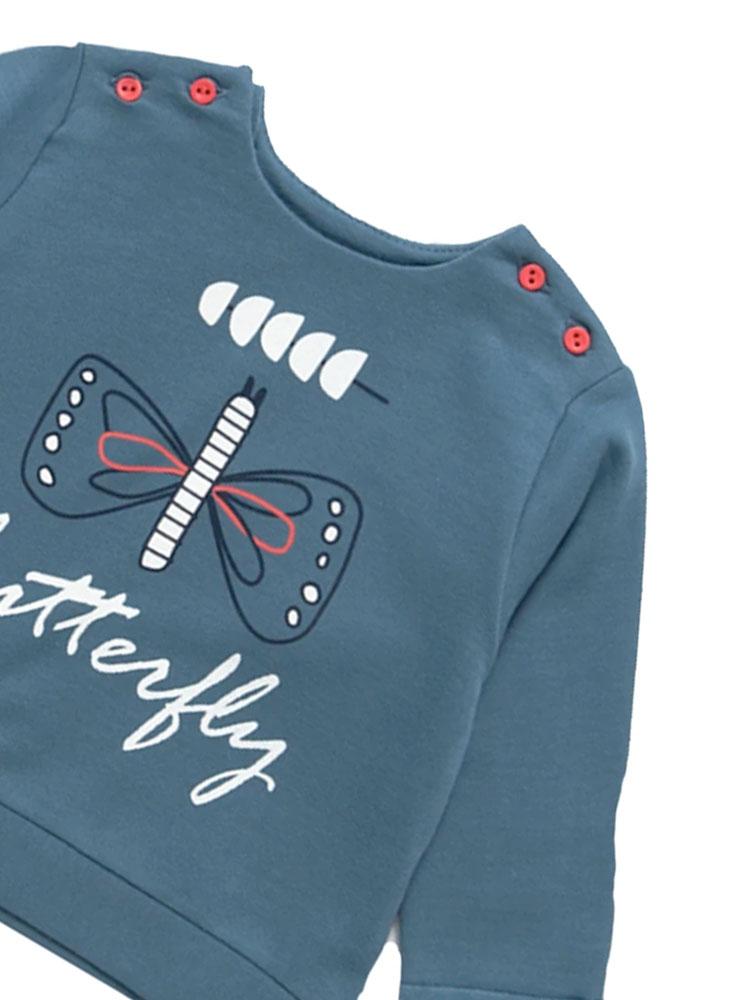 Artie - My Little Butterfly - Blue French Terry Baby Jumper 3-9 months - Stylemykid.com