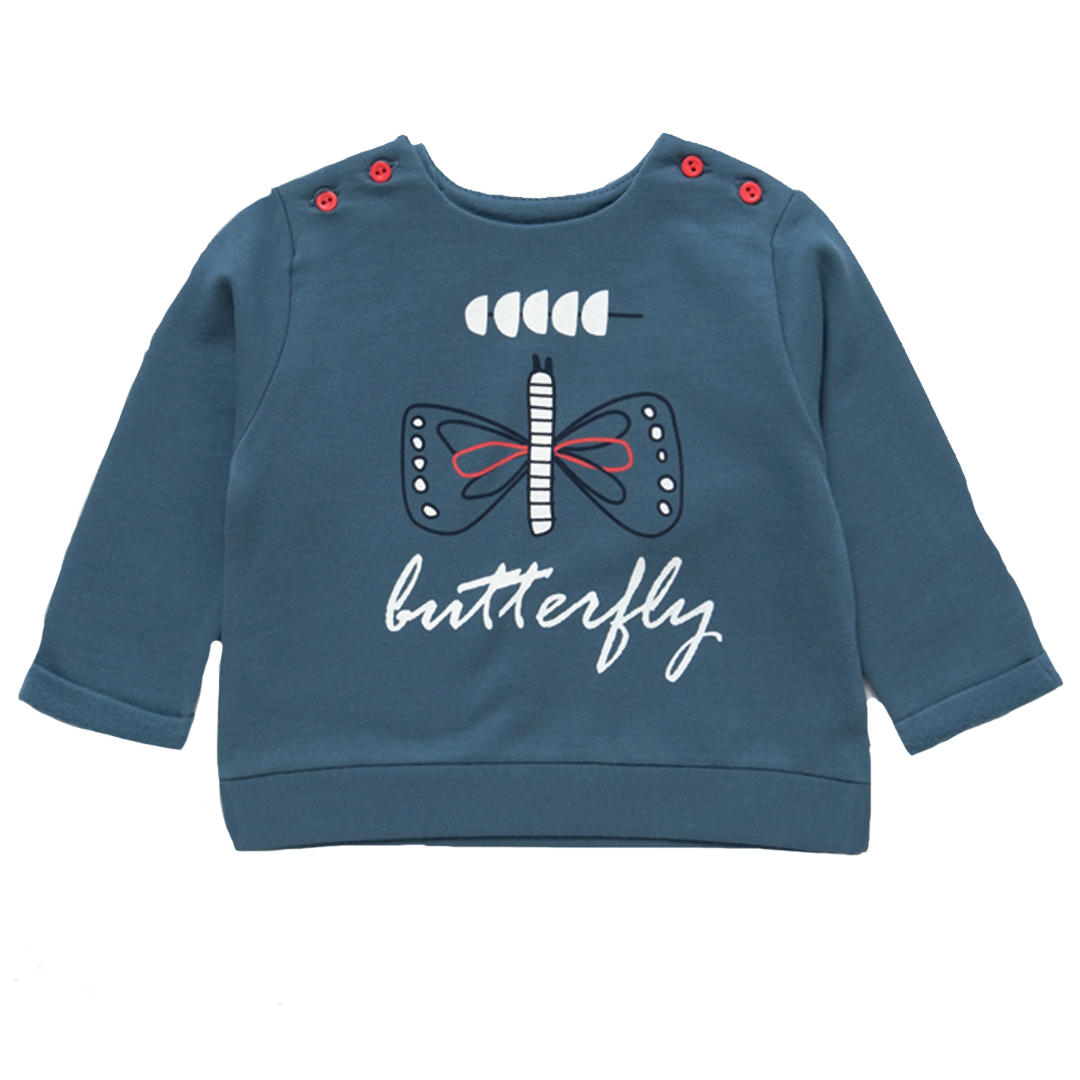 Artie - My Little Butterfly - Blue French Terry Baby Jumper 3-9 months - Stylemykid.com