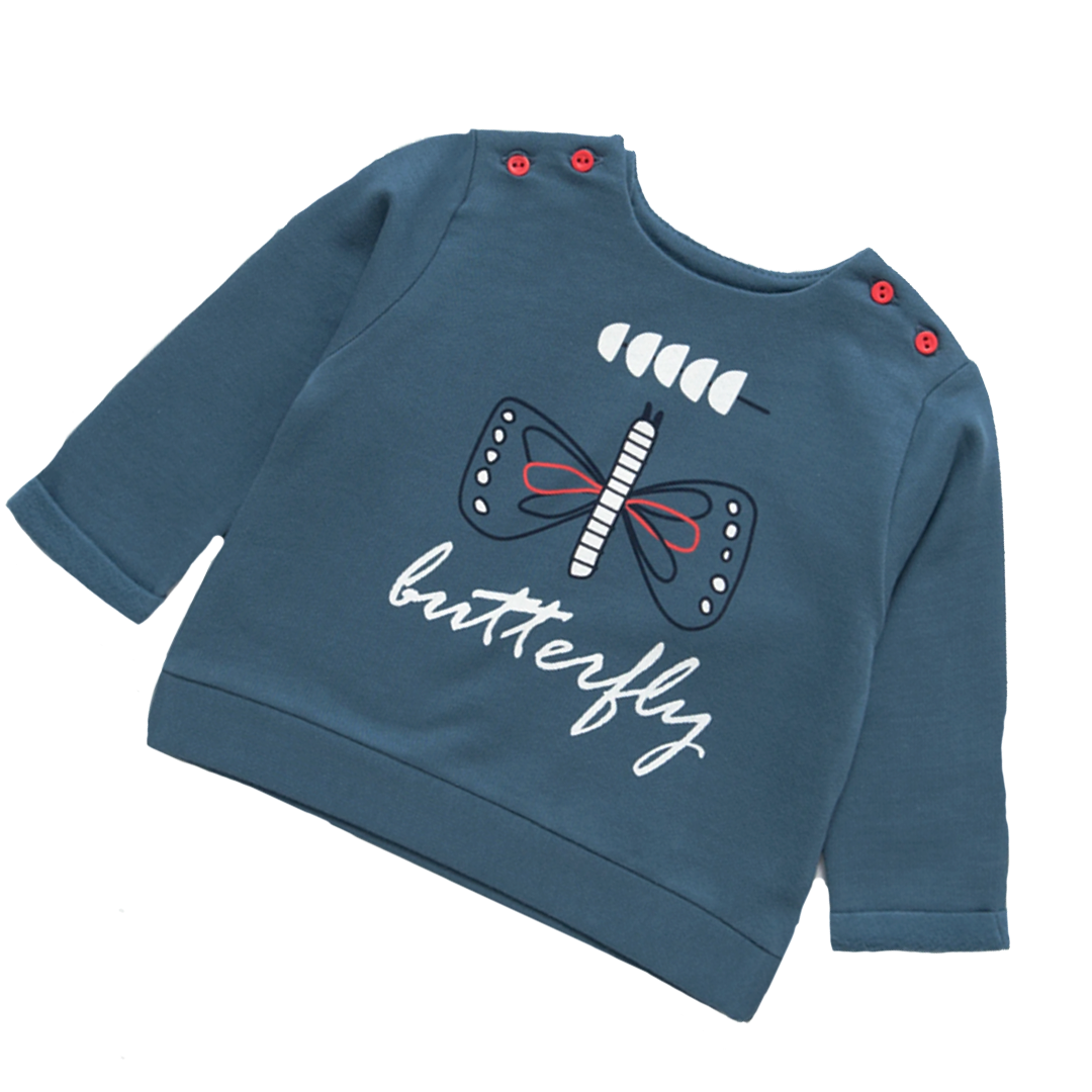 Artie - My Little Butterfly - Blue French Terry Baby Jumper 3-9 months - Stylemykid.com