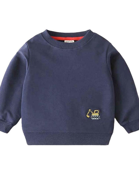 Boys Digger Sweatshirt - Navy Blue - Stylemykid.com