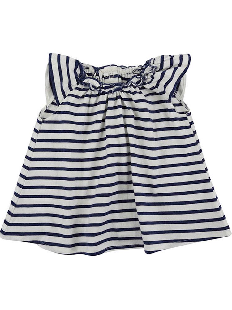 Lilly & Sid Organic - Striped Navy & White Baby Girl Jersey Dress - 0 to 3 Months - Stylemykid.com