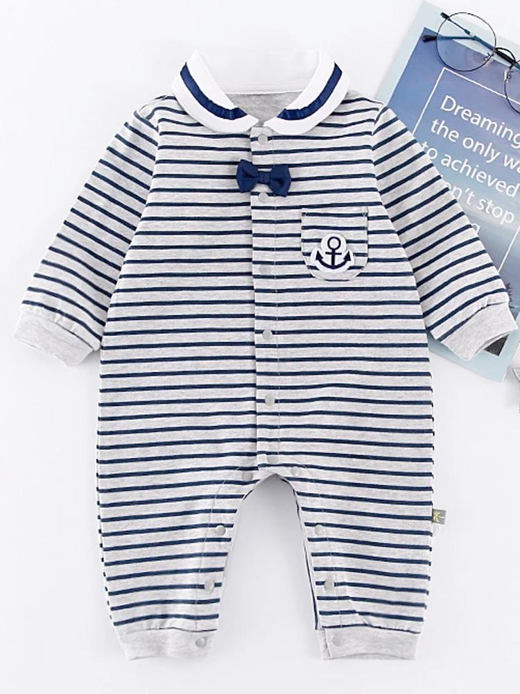 Navy Stripes & Bow - Gorgeous Striped Onesie Sleepsuit 9 to 12 months - Stylemykid.com