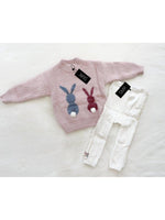 Girls Angora Fluffy Bunnies Jumper - Pink with faux fur bunny tail - Stylemykid.com