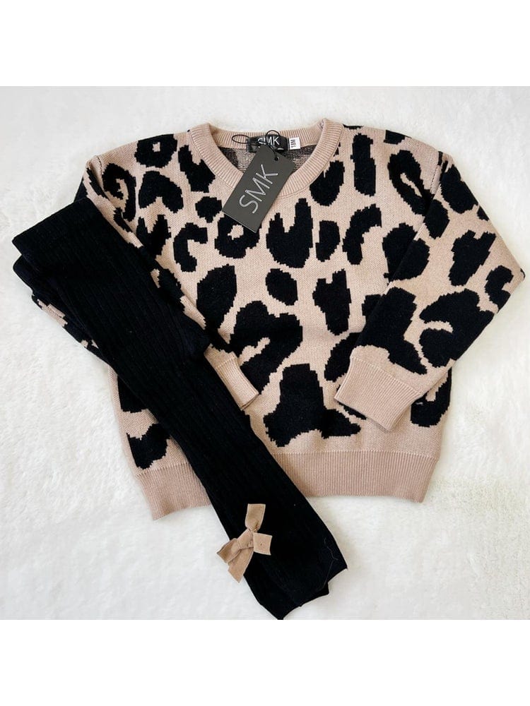 Animal Power Girls Beige & Black Animal Print Jumper - Cheetah - Stylemykid.com