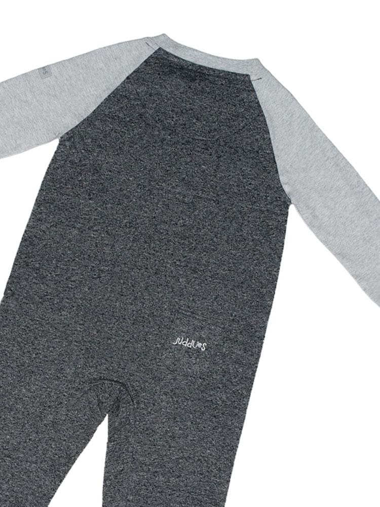 Juddlies - Organic Baby Playsuit Sleepsuit with Double Zip - Raglan Collection - Graphite Black/Grey - Stylemykid.com