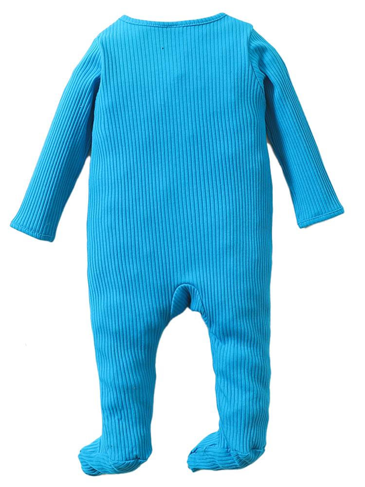 Bright Blue Footed Ribbed Baby Zip Sleepsuit - 0 to 6 months - Stylemykid.com