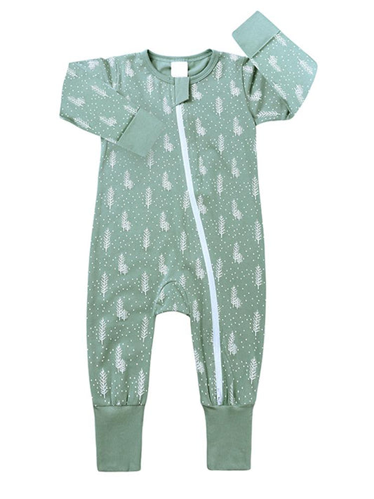 Pale Green Heather Zip Sleepsuit with Feet & Hand Cuffs (18to24M only) - Stylemykid.com