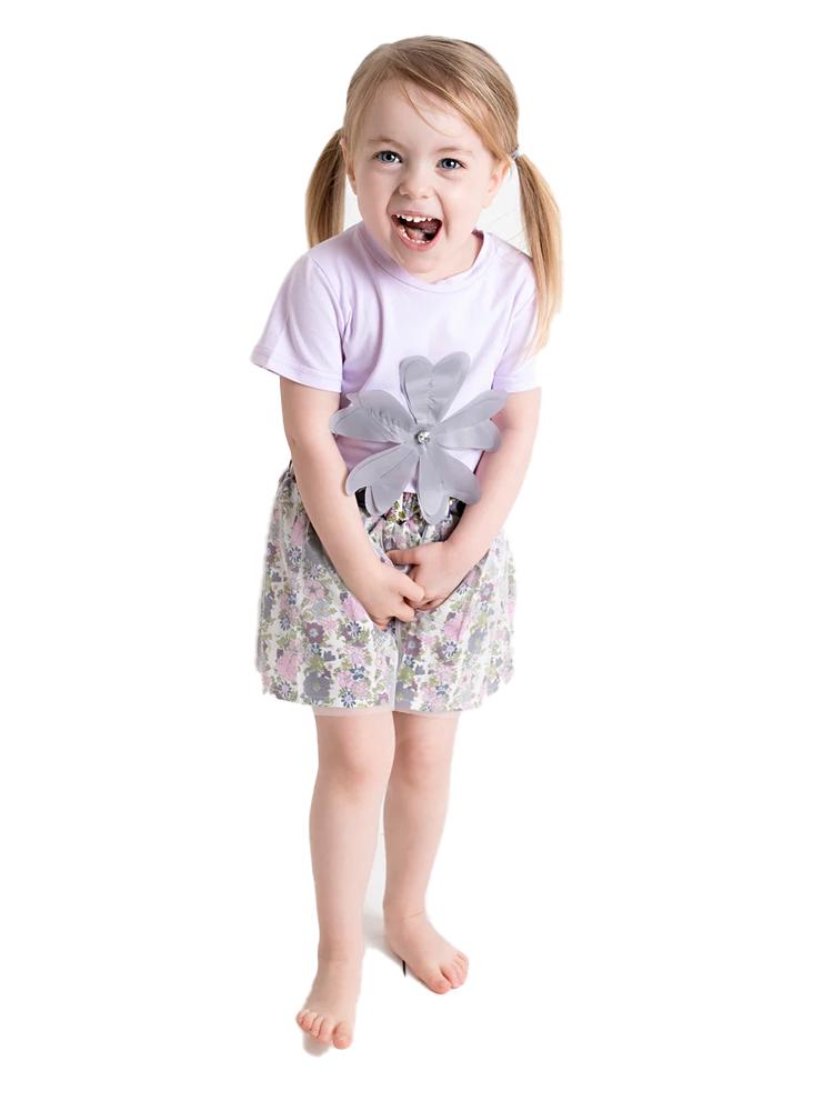 Girls Pastel Floral Top and Tutu Skirt Set in 5 to 7 Years - Stylemykid.com