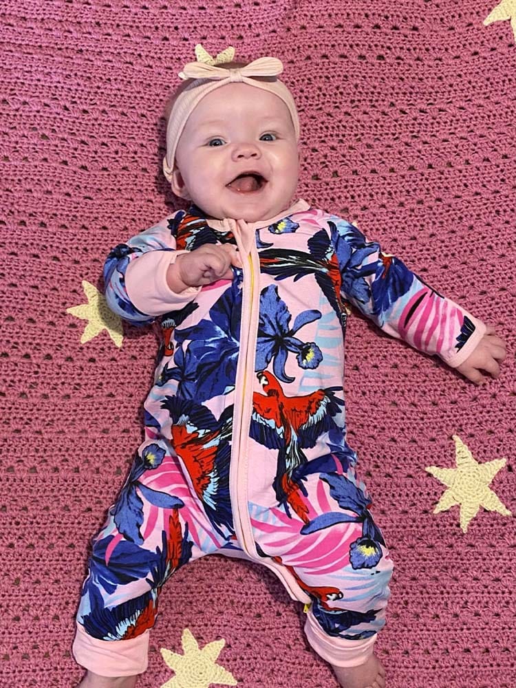 Pink Jungle Zip Sleepsuit with Hand & Feet Cuffs - Stylemykid.com