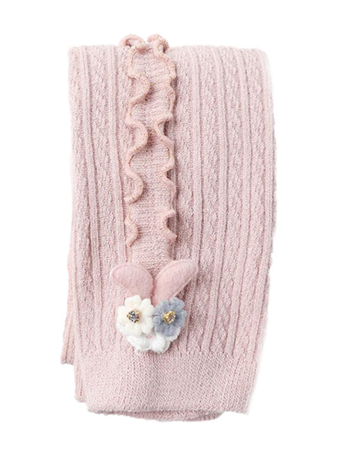 Pale Pink Flower Frills Bunny Footless Girls Tights/ Leggings - Stylemykid.com