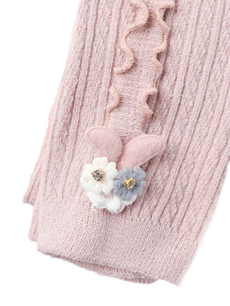 Pale Pink Flower Frills Bunny Footless Girls Tights/ Leggings - Stylemykid.com