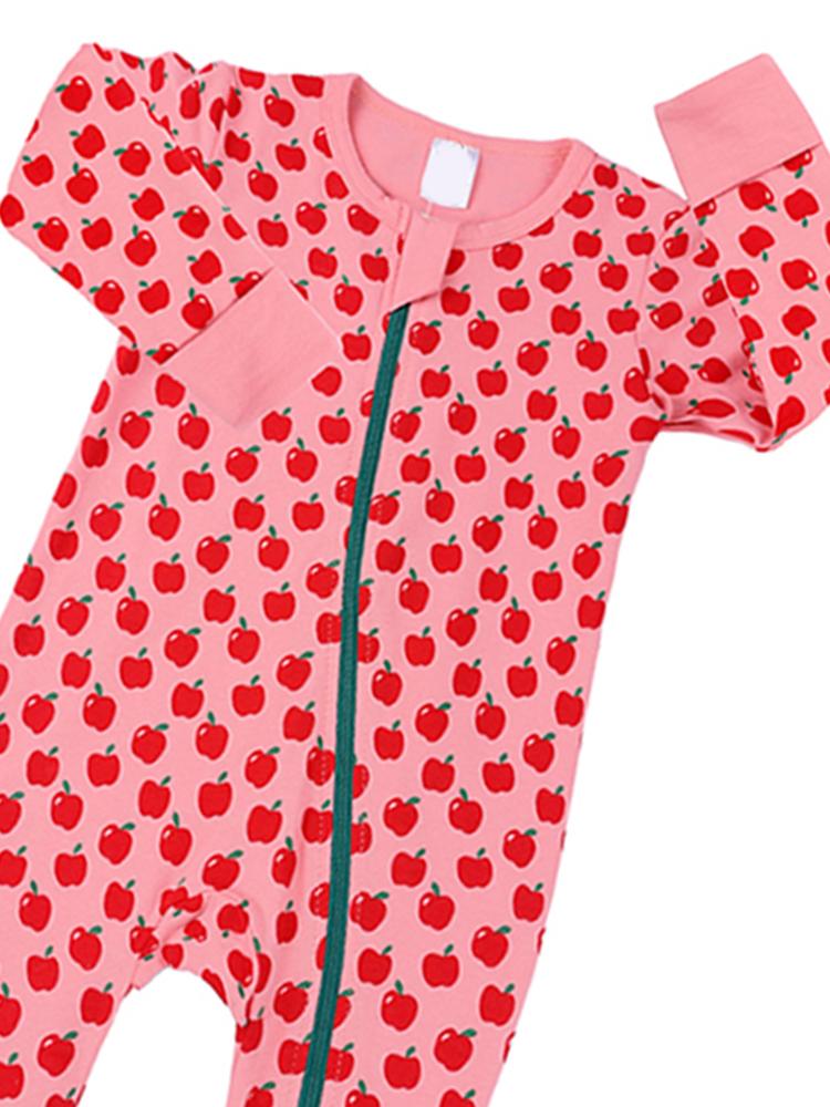 Pink Apples Baby Zip Sleepsuit with Hand & Feet Cuffs - Stylemykid.com