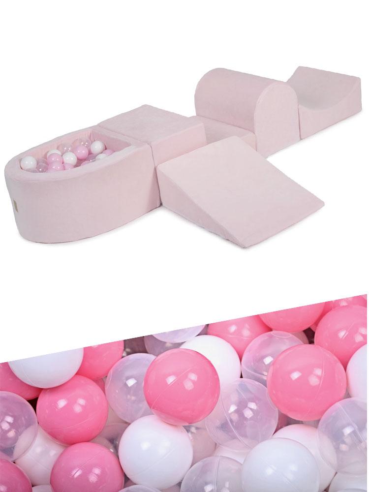 MeowBaby Luxury Pink Foam Soft Play 5 Block Set inc Mini Ball Pit with 100 Balls (UK and Europe Only) - Stylemykid.com