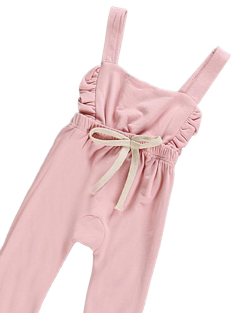 Pink Frill & Shoelace Tie Dungarees Girls Playsuit - Stylemykid.com