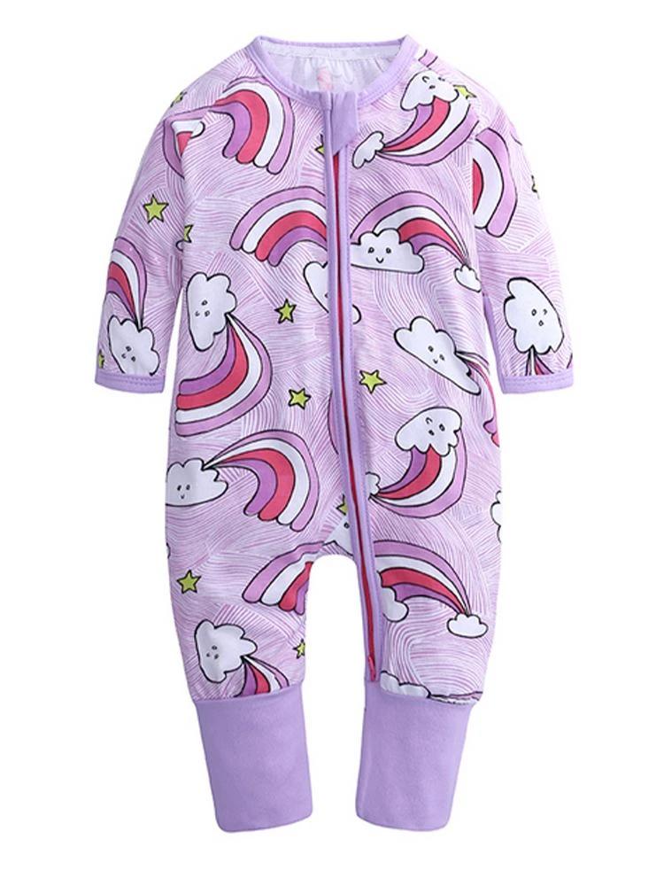 Happy Clouds - Lilac Baby Zip Sleepsuit with Hand & Feet Cuffs - Stylemykid.com