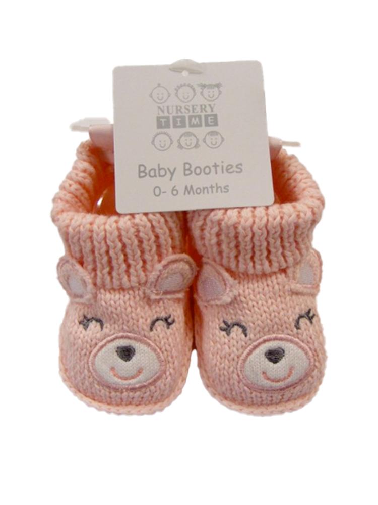 Pink Kitten Knitted Baby Booties - 0-6 Months - Stylemykid.com