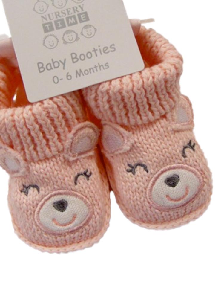 Pink Kitten Knitted Baby Booties - 0-6 Months - Stylemykid.com