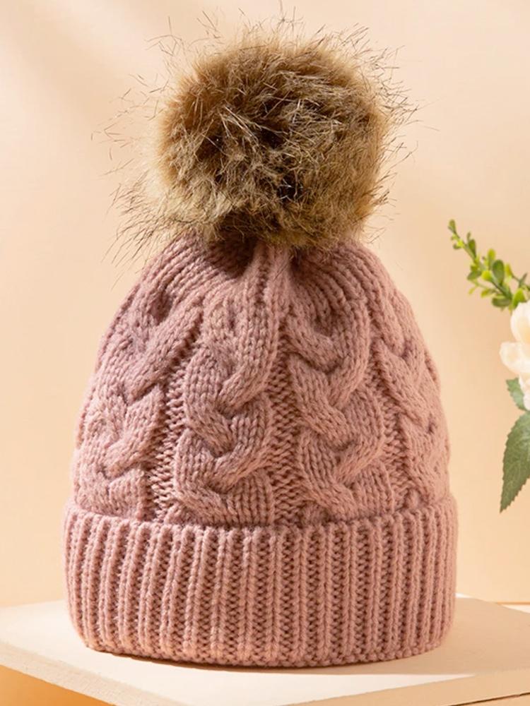 Rose Pink Kids Woollen Bobble Hat 0-3 Years - Stylemykid.com