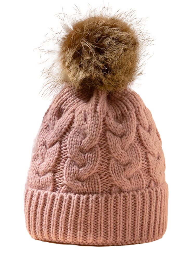 Rose Pink Kids Woollen Bobble Hat 0-3 Years - Stylemykid.com