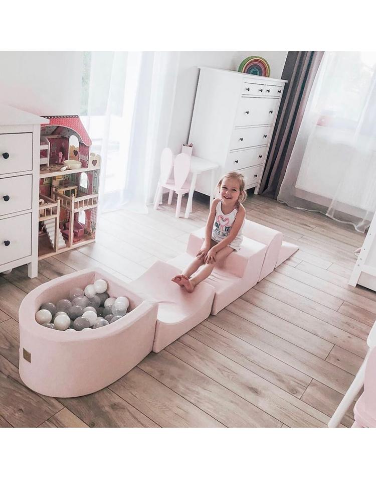 MeowBaby Luxury Pink Foam Soft Play 5 Block Set inc Mini Ball Pit with 100 Balls (UK and Europe Only) - Stylemykid.com