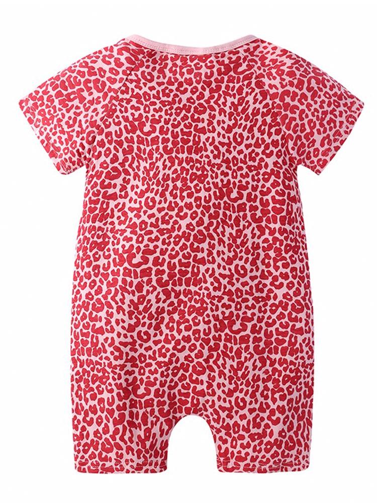Pink Leopard Baby Zip Sleepsuit Romper - SHORT SLEEVED - Stylemykid.com