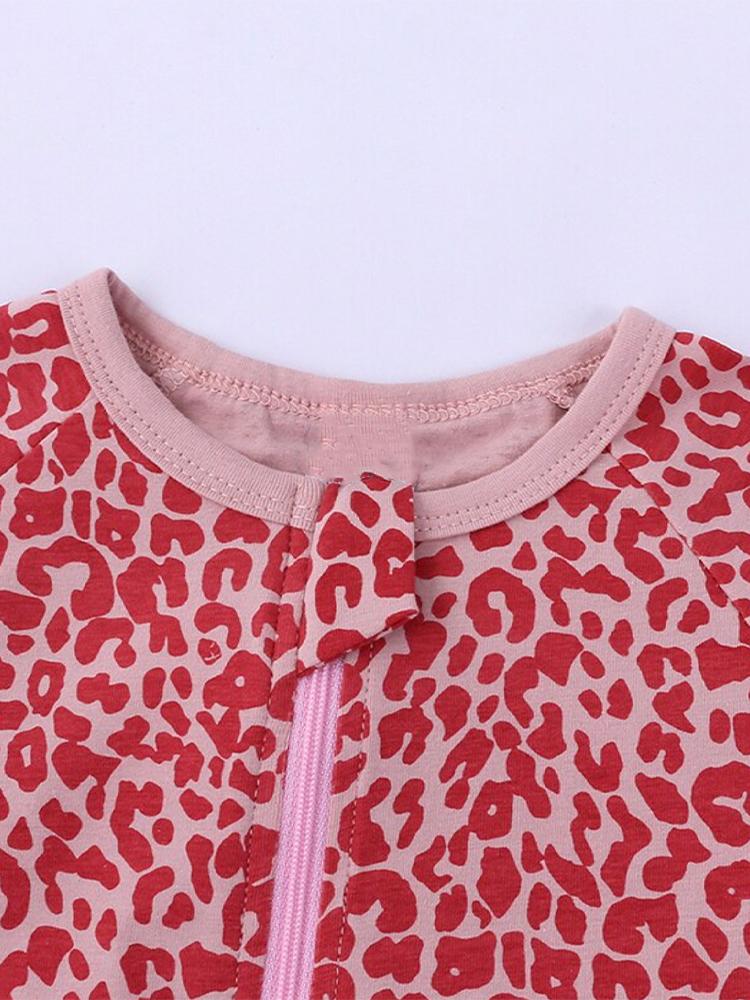 Pink Leopard Baby Zip Sleepsuit Romper - SHORT SLEEVED - Stylemykid.com