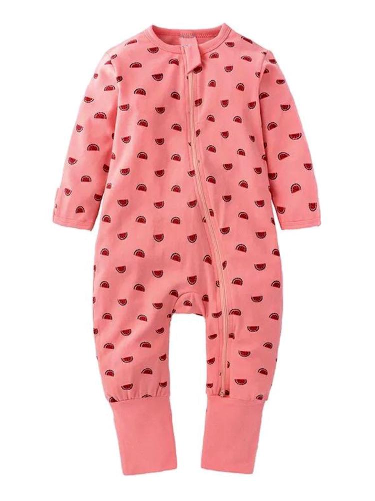 Pink Watermelons Baby Zip Sleepsuit with Hand & Feet Cuffs - 18 to 24 M only - Stylemykid.com