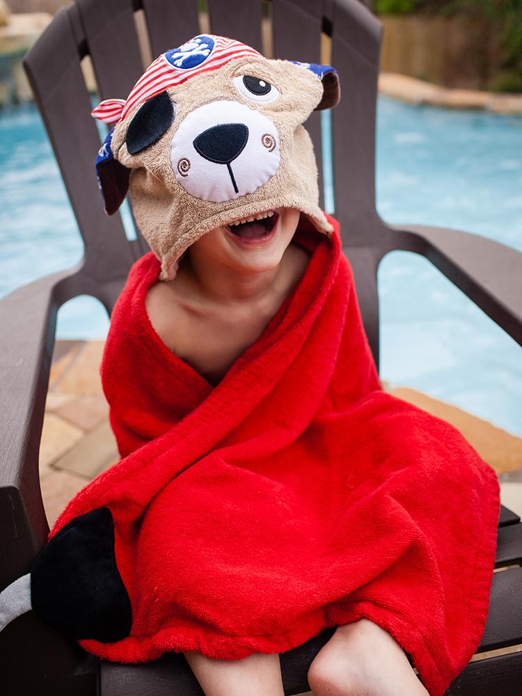 Zoocchini - Animal Cotton Kids Hooded Towel - Pedro Puppy the Pirate - 2 Years upwards - Stylemykid.com