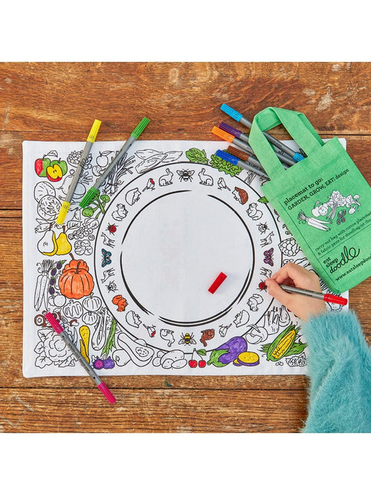 eatsleepdoodle - Placemat To Go Colour and Learn - Garden Grow Eat - Stylemykid.com