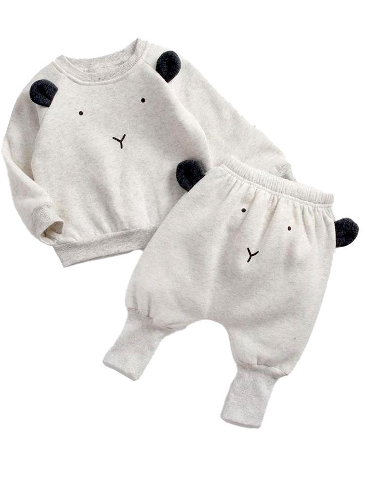 Polar Bear Pop - Long Sleeve Top & Bottoms 2 Pc Outfit with Polar Bear Ears - Stylemykid.com