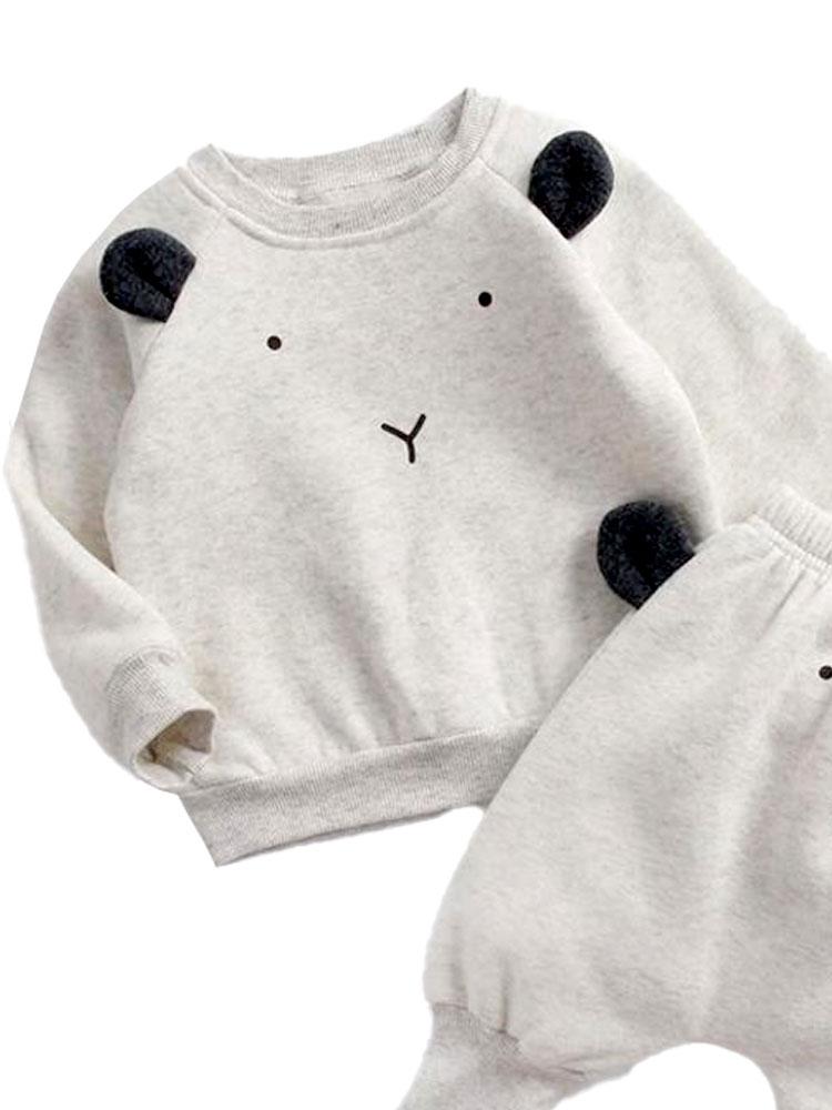 Polar Bear Pop - Long Sleeve Top & Bottoms 2 Pc Outfit with Polar Bear Ears - Stylemykid.com