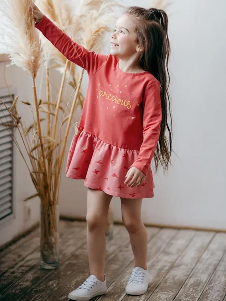 Artie - 'Precious' Blush Red Girls Dress with Flying Birds Pattern - Stylemykid.com