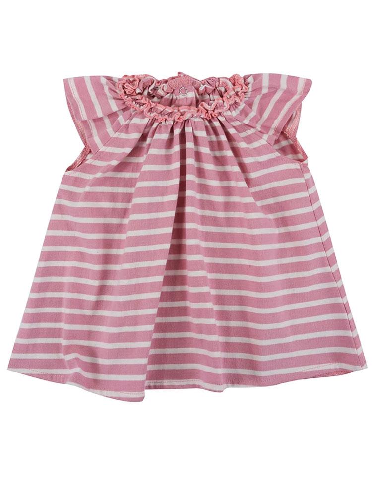 Lilly & Sid Organic - Pink & White Striped Baby Girl Dress - 0-3 & 6-12 Months - Stylemykid.com