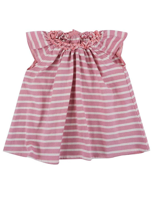 Lilly & Sid Organic - Pink & White Striped Baby Girl Dress - 0-3 & 6-12 Months - Stylemykid.com