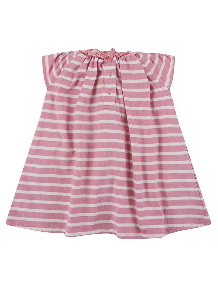 Lilly & Sid Organic - Pink & White Striped Baby Girl Dress - 0-3 & 6-12 Months - Stylemykid.com