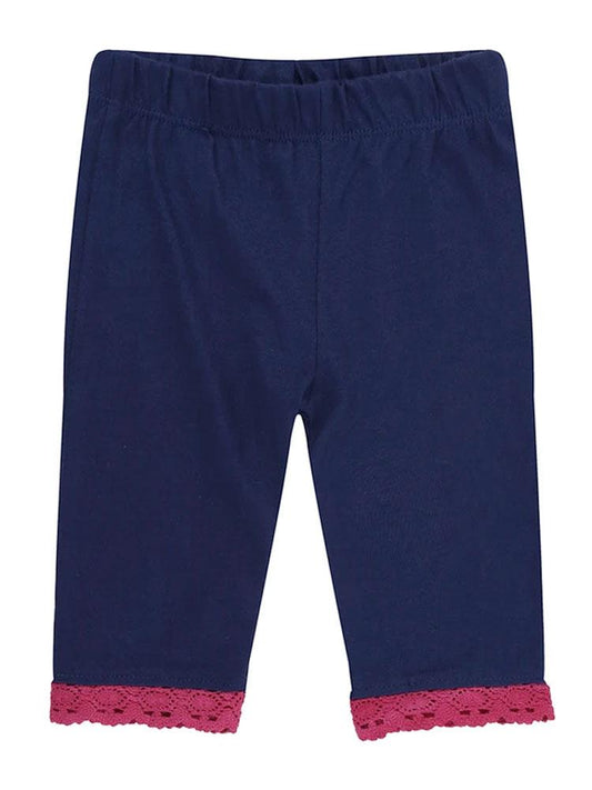 Lilly & Sid Organic Navy and Pink Trim Baby Leggings 0-3 months - Stylemykid.com