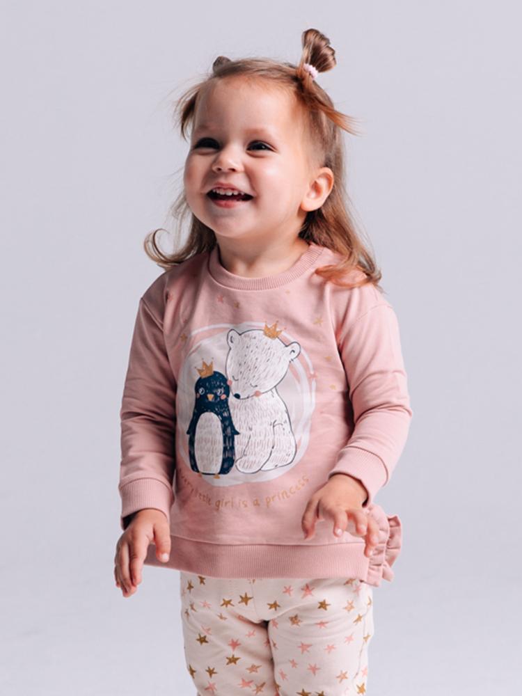 Artie - Princess Bear - Girls Pink French Terry Sweatshirt 3 to 4 years - Stylemykid.com