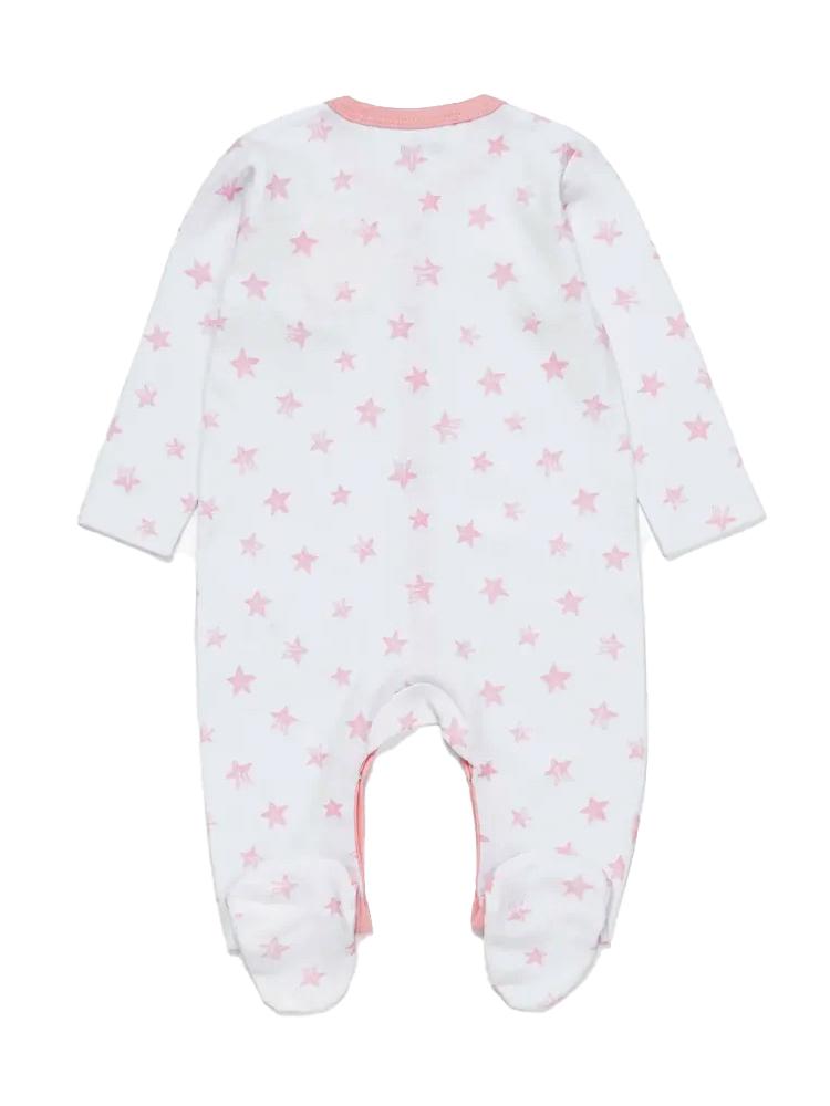 Artie - White & Pink Stars Baby Interlock Sleepsuit 0 to 12 Months - Stylemykid.com