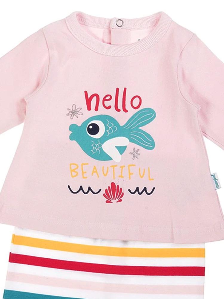 Babybol - Hello Beautiful Rainbow Fish Baby 2 Piece Outfit 9 to 12 months - Stylemykid.com