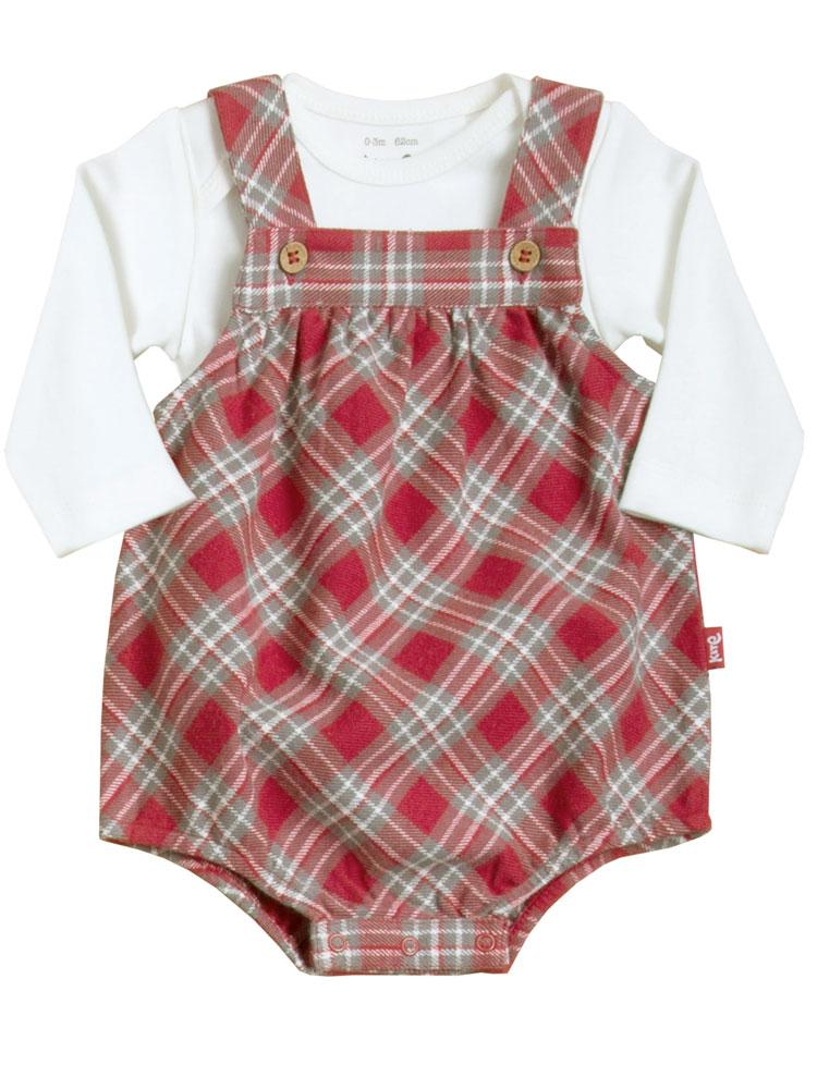 KITE Organic - Red and Cream Check Bubble Style Romper 2 Piece Set - Newborn to 1 month - Stylemykid.com