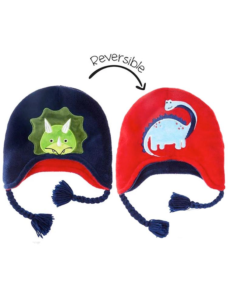 Flapjack Kids - Reversible Winter Hat - Dinosaurs - 6 months to 6 years - Stylemykid.com