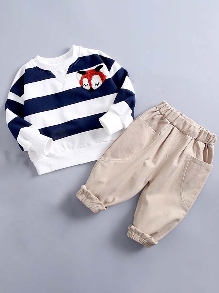 Baby & Toddler Striped Fox Sweater & Trousers - 2 Piece Outfit - 1-3 Years - Stylemykid.com