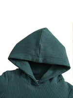 Dark Green Baby Hooded Bodysuit and Bottoms - 2 Piece Ribbed Outfit - 3M-18M - Stylemykid.com