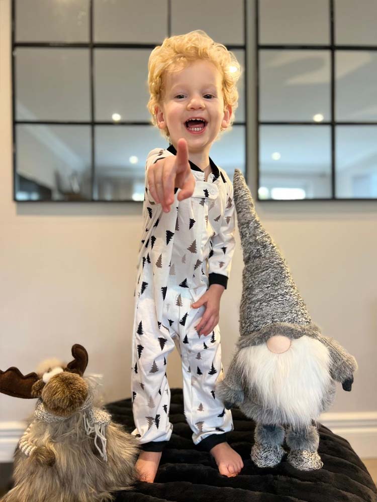 Forest Pine Trees Print Baby and Toddler Zip Romper Sleepsuit - White - Stylemykid.com