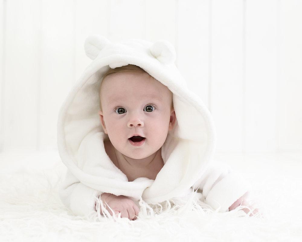 White Teddy Bear Ears Childrens Hooded Dressing Gown 12 to 24 Months - Stylemykid.com