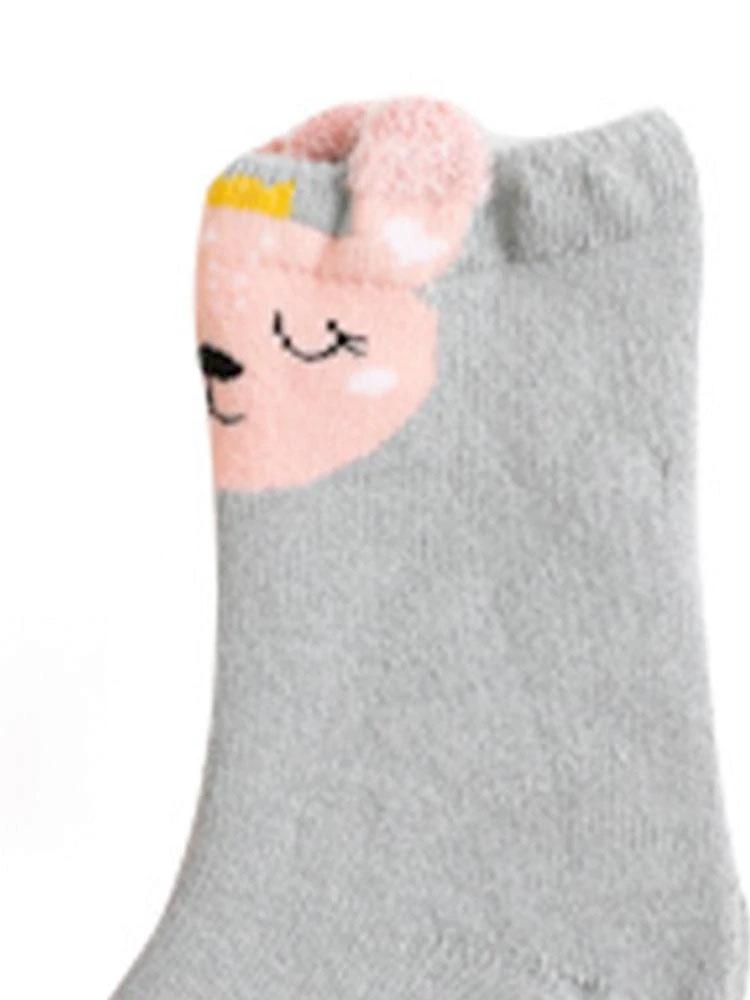 Kids Animal Ankle Socks 3 Pack - Bunny Fawn Cat - Pink Grey Tan - Stylemykid.com