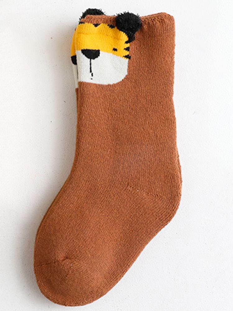 Kids Animal Ankle Socks 3 Pack - Lion Tiger Bear - Blue Beige Brown - Stylemykid.com