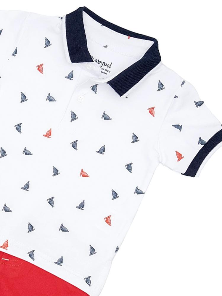 Babybol - Boys Red, White & Blue Sailing Boat Polo Shirt and Shorts Outfit - From 0 to 24 months - Stylemykid.com